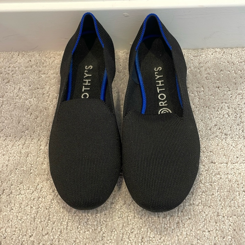 Rothy's Jet Black Blue Trim The Loafer